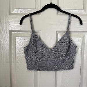 grey plaid crop top & skirt co-ord matching outfit set size medium